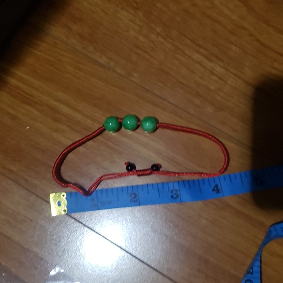 Green Jade Jadeite Round Ball Red Knitted Bracelet - Picture 5 of 5